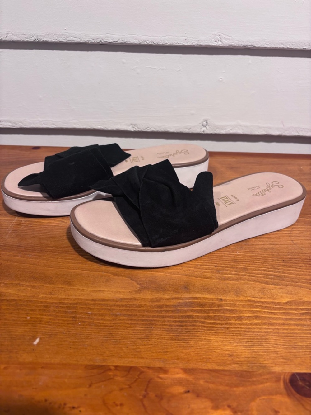 Seychelles Black Knotted Slide Platform Sandals